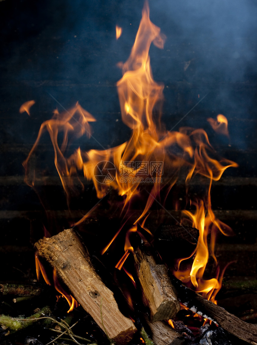 火焰炙烤活力壁炉燃料烧伤烧烤日志燃烧木头图片