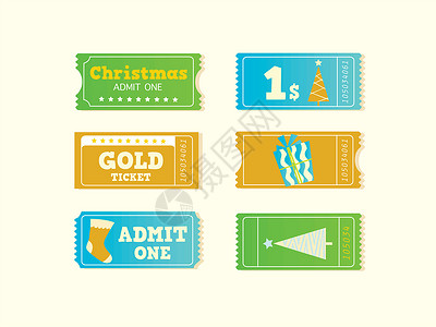 圣诞节优惠券蓝色和黄色古蓝反黄电影圣诞票插画