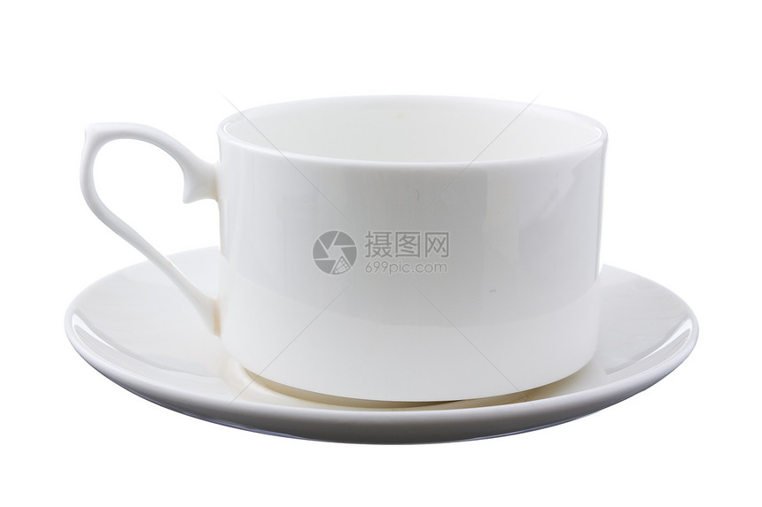 配茶碟的咖啡杯菜肴餐具飞碟陶瓷白色杯子图片