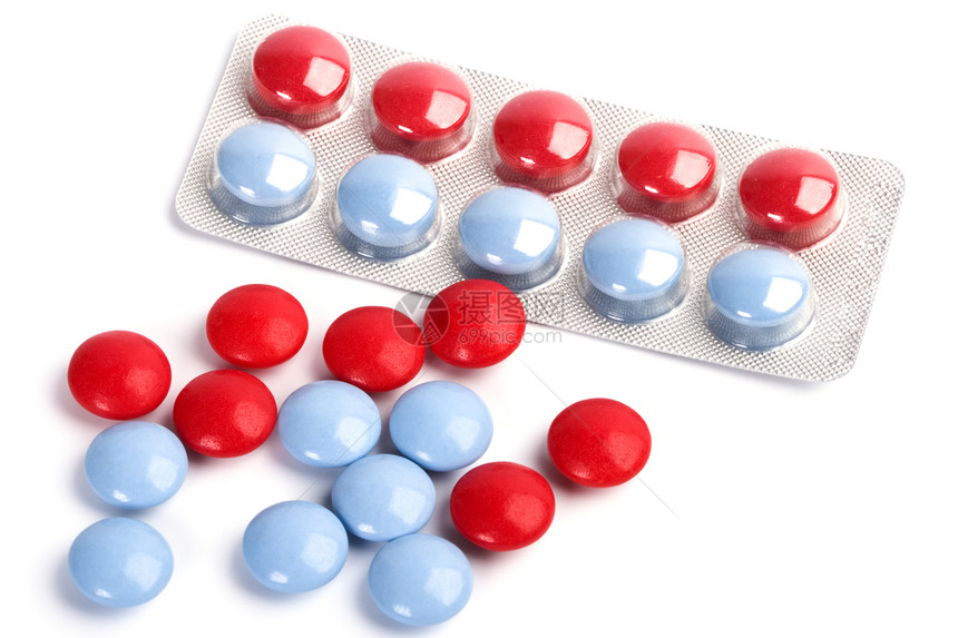 红色和蓝色药丸医疗药物疾病药片维生素水疱治疗科学药品药剂图片