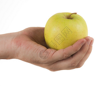 手手里的苹果绿色食物水果白色背景图片