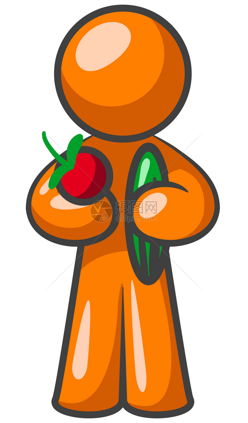 橙色男人水果和蔬菜图片