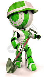 绿色安卓机器人硬帽绿色机器人环境工人组织背景