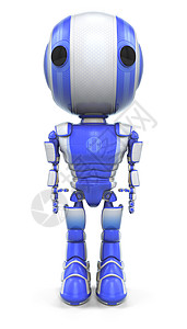 站立直向前看的机器人纪律未来派技术塑料蓝色姿势吉祥物背景图片