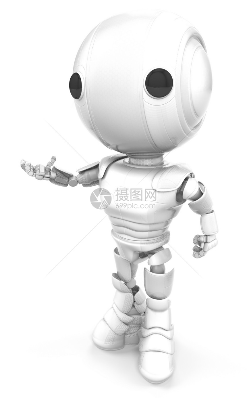 机器人手工手势技术未来派姿势吉祥物塑料图片