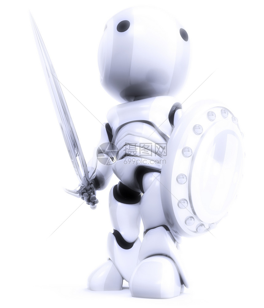 机器人白骑士勇士塑料技术白色监护人吉祥物骑士图片