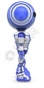 立正机器人未来派吉祥物技术塑料蓝色背景图片