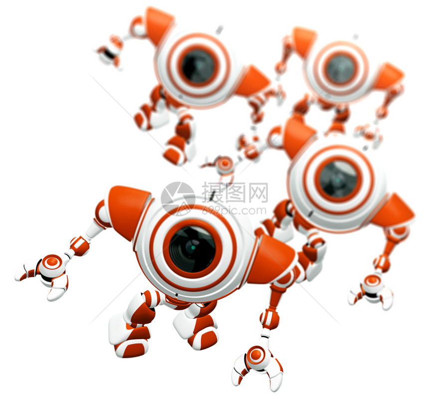 寻找DOF的机器人集团监视红色技术玩具敬畏互联网自动化间谍发明活力图片