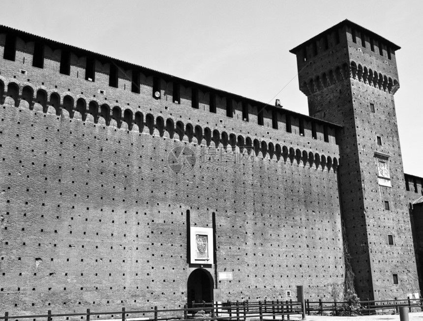 米兰建筑学白色黑色城堡图片