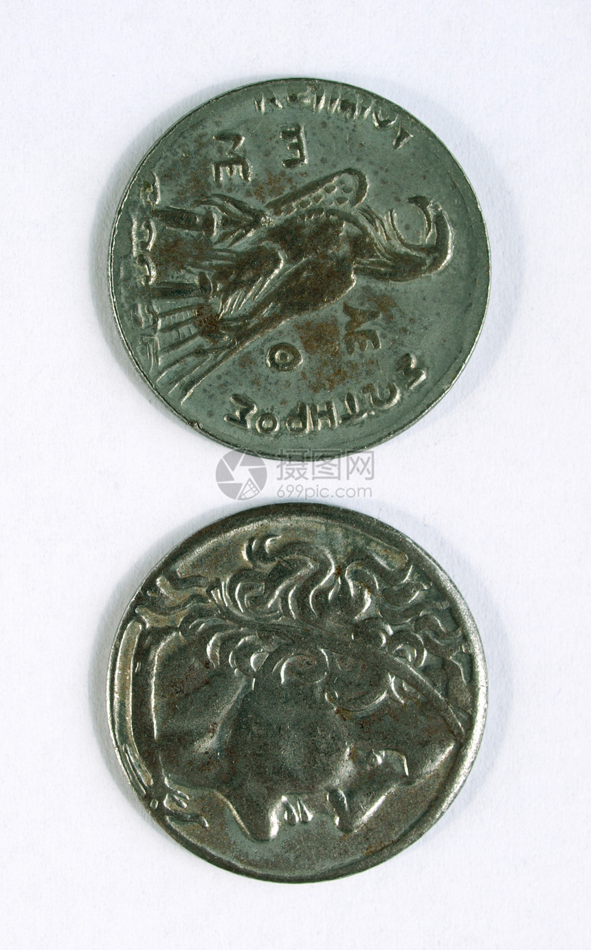 希腊硬币现金白色图片