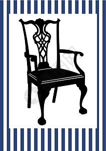 古董椅插图休息室墙纸灰色家具椅子白色条纹奢华背景图片