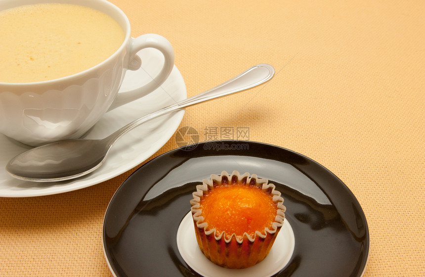 咖啡加白杯牛奶 紧闭咖啡杯子时间茶点拿铁桌子午餐甜点咖啡店飞碟勺子图片
