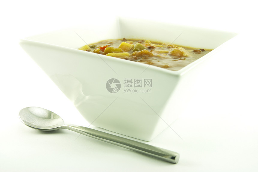 白碗的汤汤餐厅营养食物午餐起动机香菜蔬菜烹饪香料用餐图片