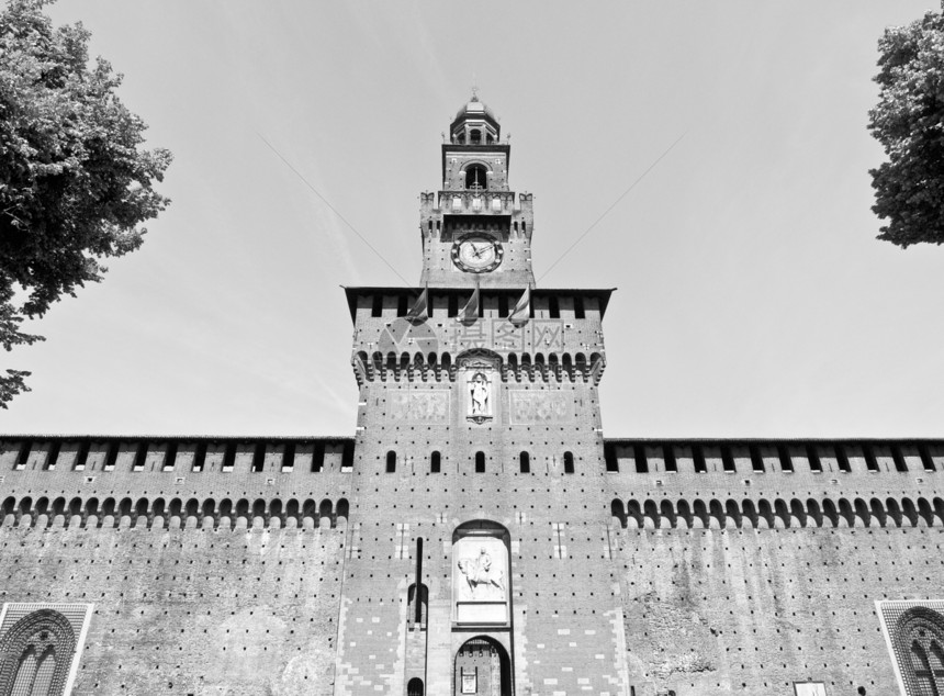 米兰黑色城堡白色建筑学图片