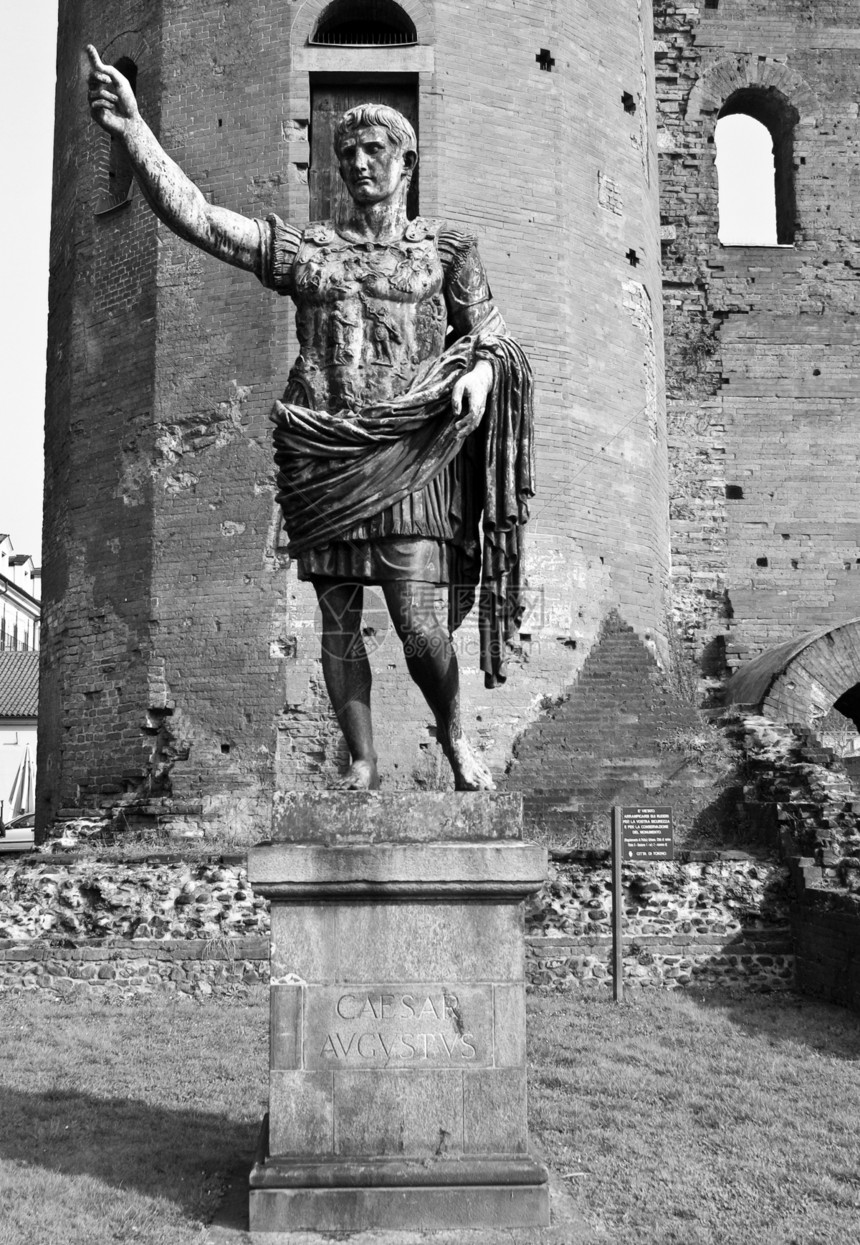 凯撒奥古斯都神像废墟白色黑色建筑学纪念碑雕像皇帝地标图片