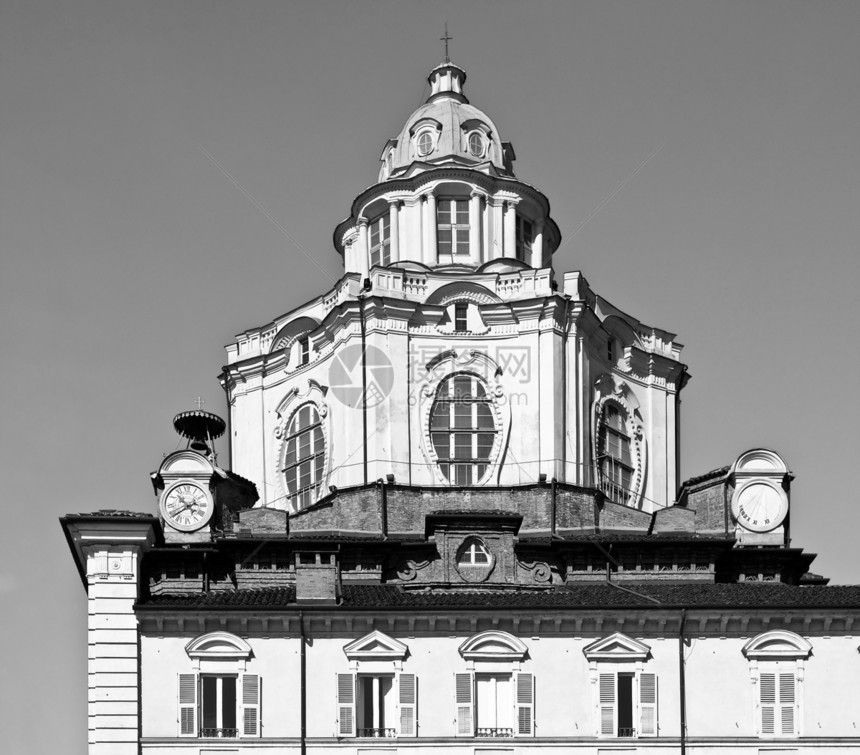 都灵圣洛伦佐教堂信仰黑色大教堂建筑学地标白色建筑纪念碑教会直线图片