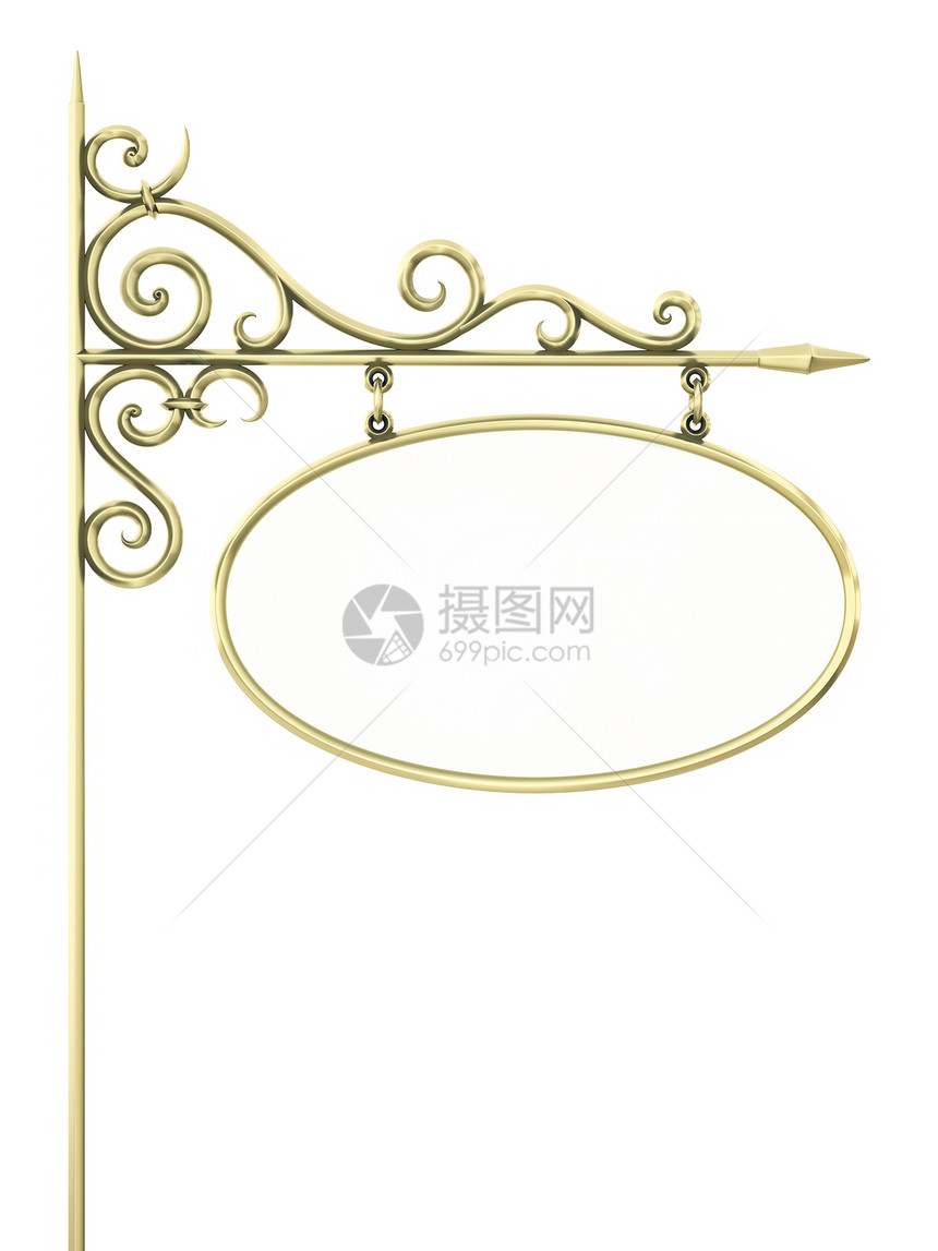 旧符号点缀波浪盘子路标横幅金子框架黄铜漩涡卷曲图片