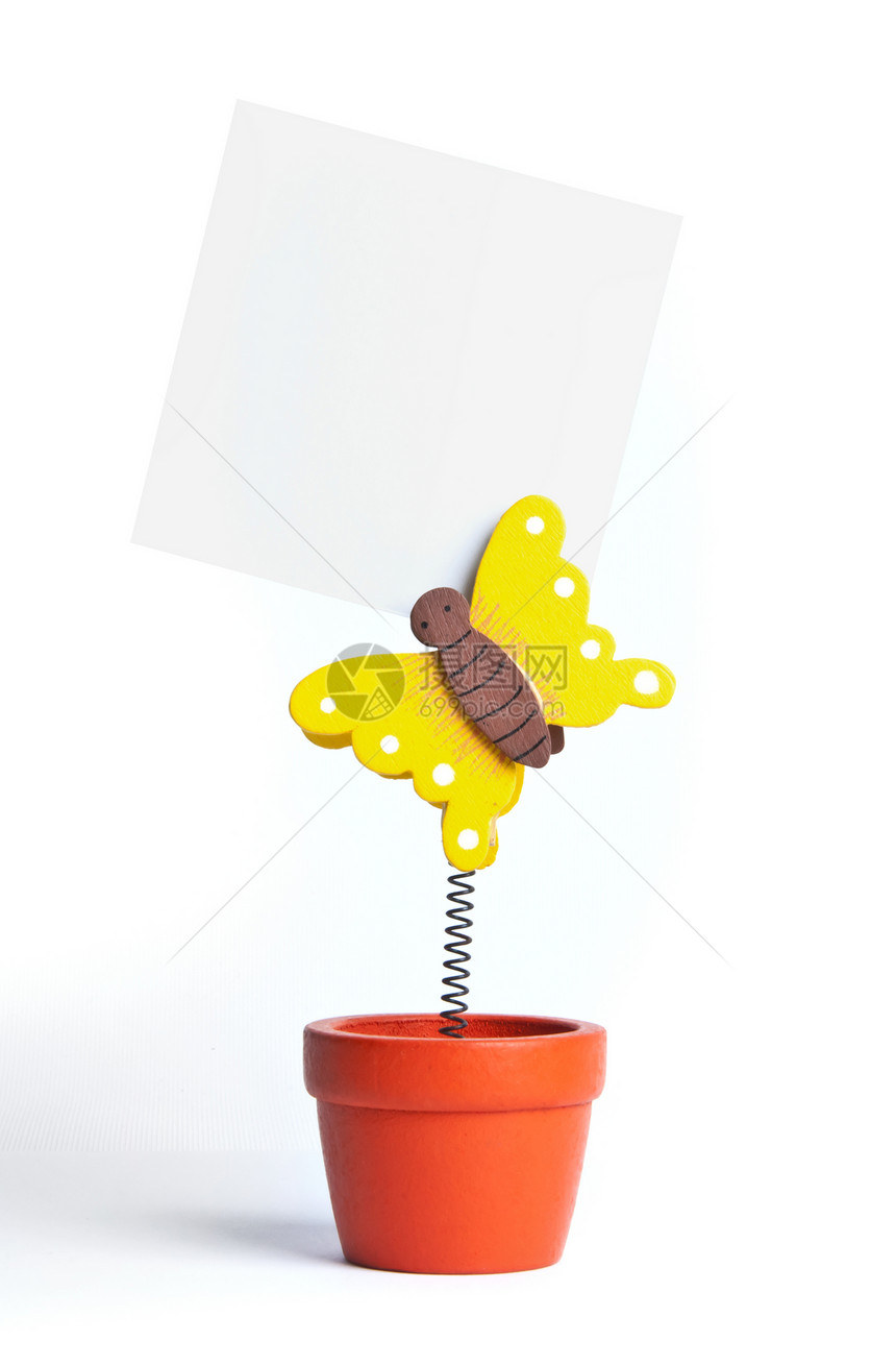 春天来了植物花盆玩具笔记蝴蝶夹子材料木头办公室植物群图片