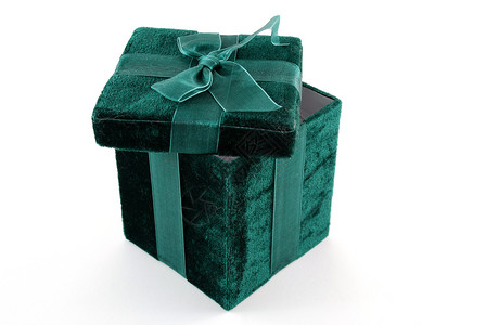 礼品盒礼物蕾丝集装箱立方体礼物盒天鹅绒展示正方形绿色背景图片