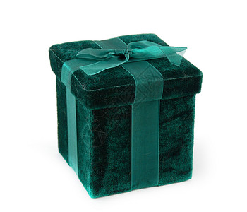 礼品盒绿色蕾丝正方形展示礼物盒礼物天鹅绒立方体集装箱背景图片