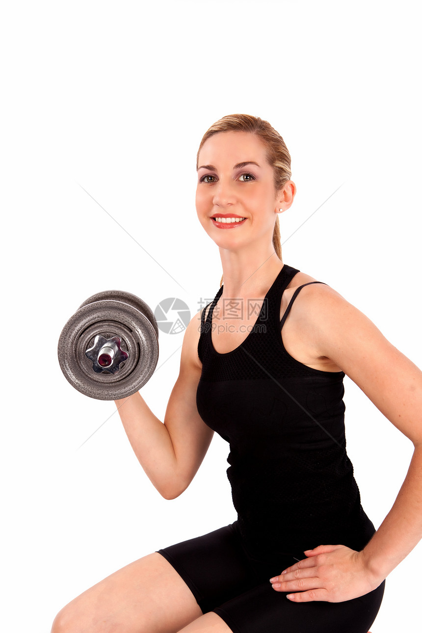 体重培训火车女性黑色白色锻炼哑铃女士练习重量健身房图片