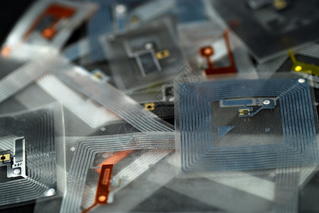 RFID 标签传感器芯片数字控制电子产品安全鉴别隐私收音机转发器背景