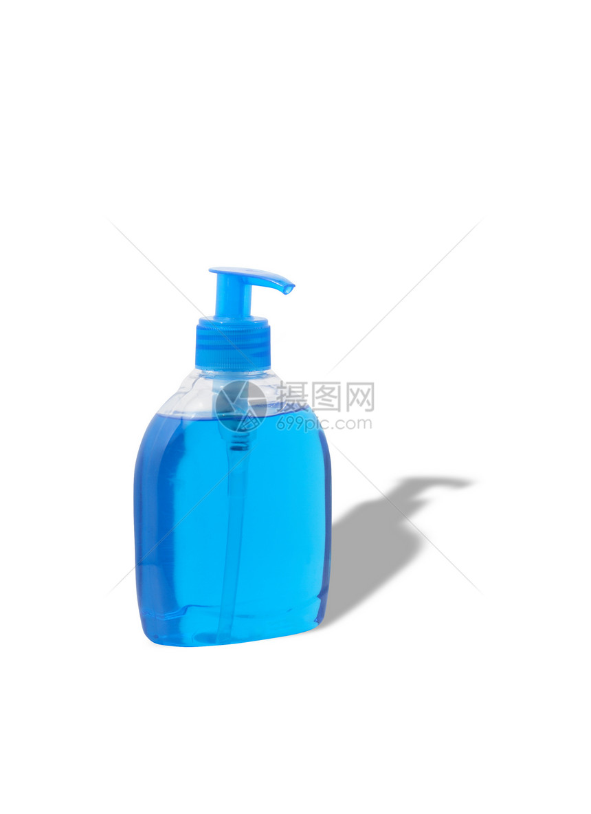 蓝液体肥皂卫生蓝色对象瓶子图片