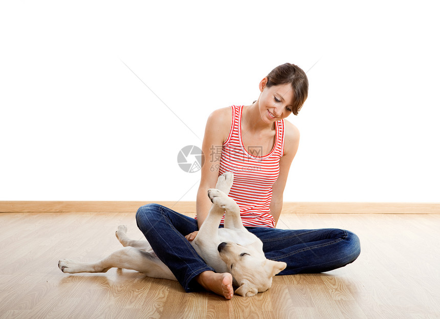 玩小狗狗猎犬乐趣生活微笑犬类动物朋友们女性朋友女孩图片
