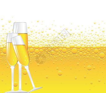 香槟气泡香槟泡沫橙子白色黄色金子液体饮料雨滴宏观酒吧玻璃设计图片