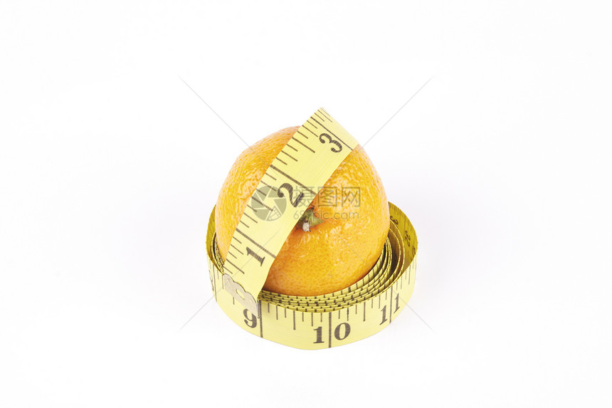 Satsuma和磁带测量漩涡乐器螺旋橙子裁缝公制统治者黄色缝纫工具图片