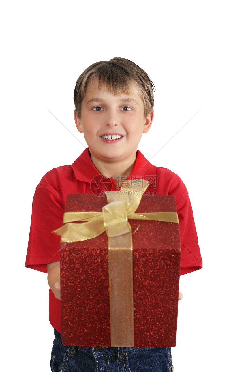 赠送礼物孩子季节空格男孩们红色友谊孩子们男生生日金子图片