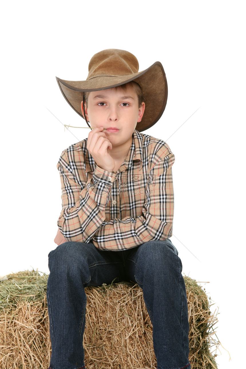 牛仔坐在干草上图片
