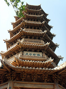 砖木结构中国的塔楼建筑背景