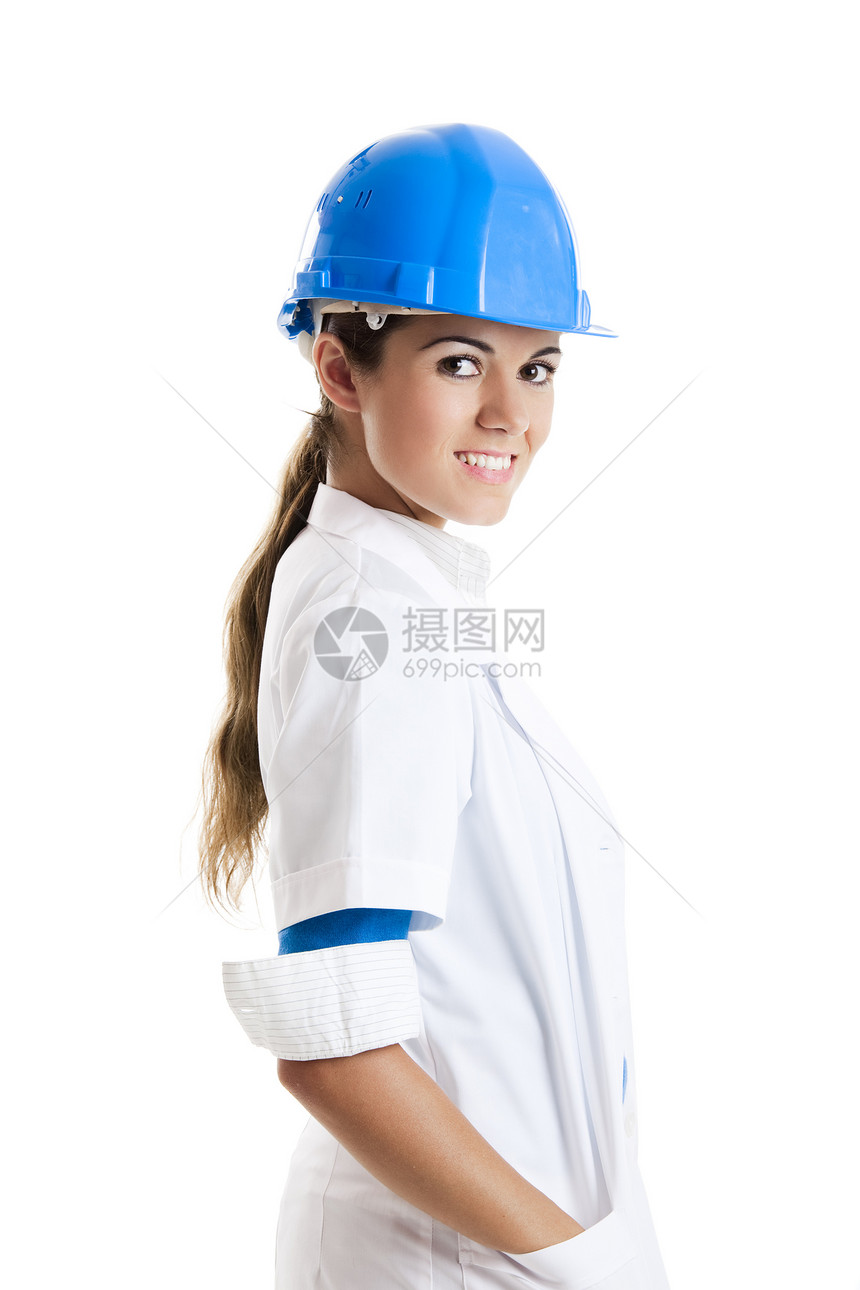 女技术员工人顾问女性成人头盔商业建筑学工作室建筑师职业图片