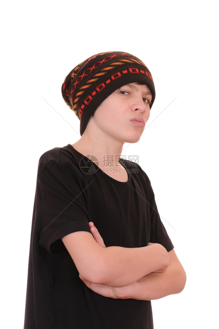 穿黑色背心和帽子的少年青年男生青少年工作室男人情绪化说唱姿势衣服学校图片