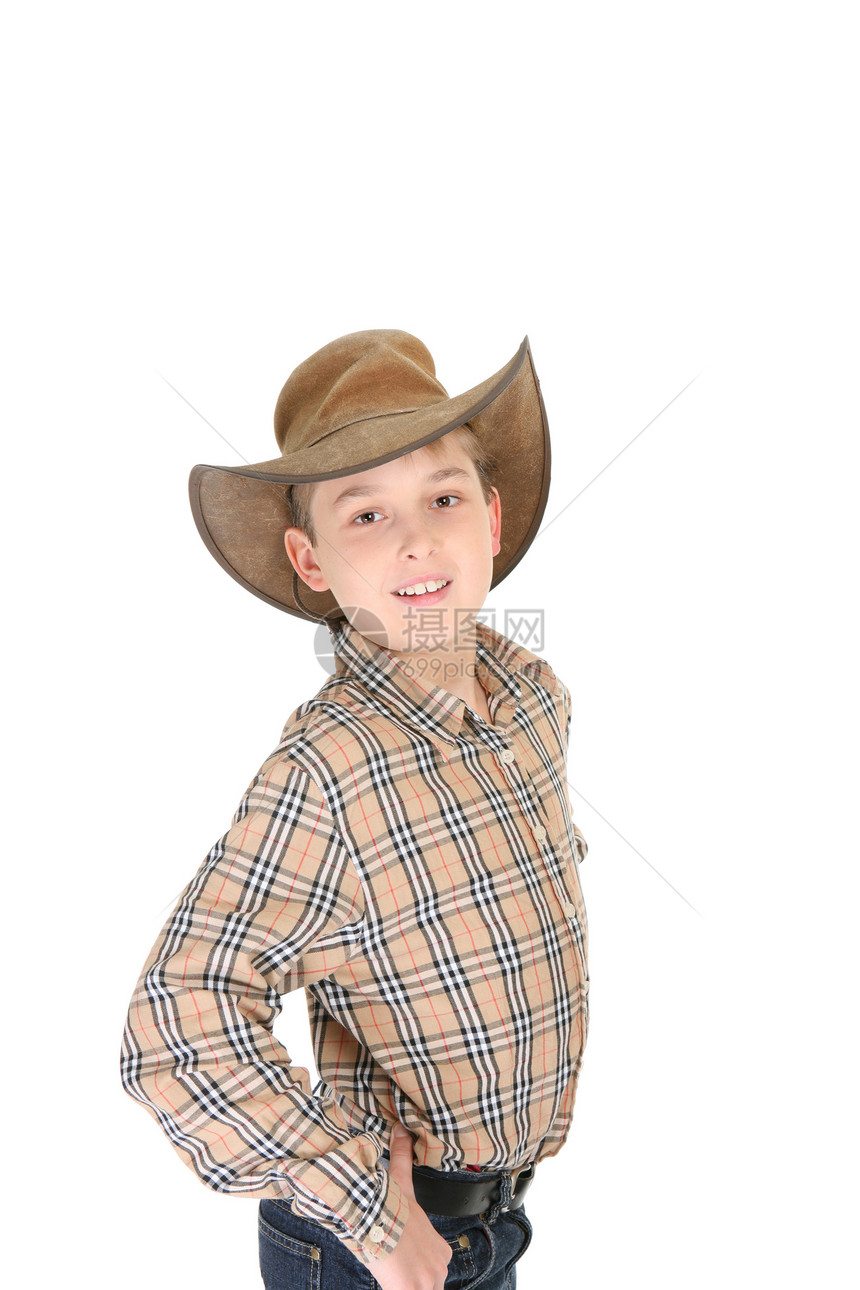 国家农民孩子衬衫牛仔帽帽子男孩雇农牛仔裤皮帽男性图片