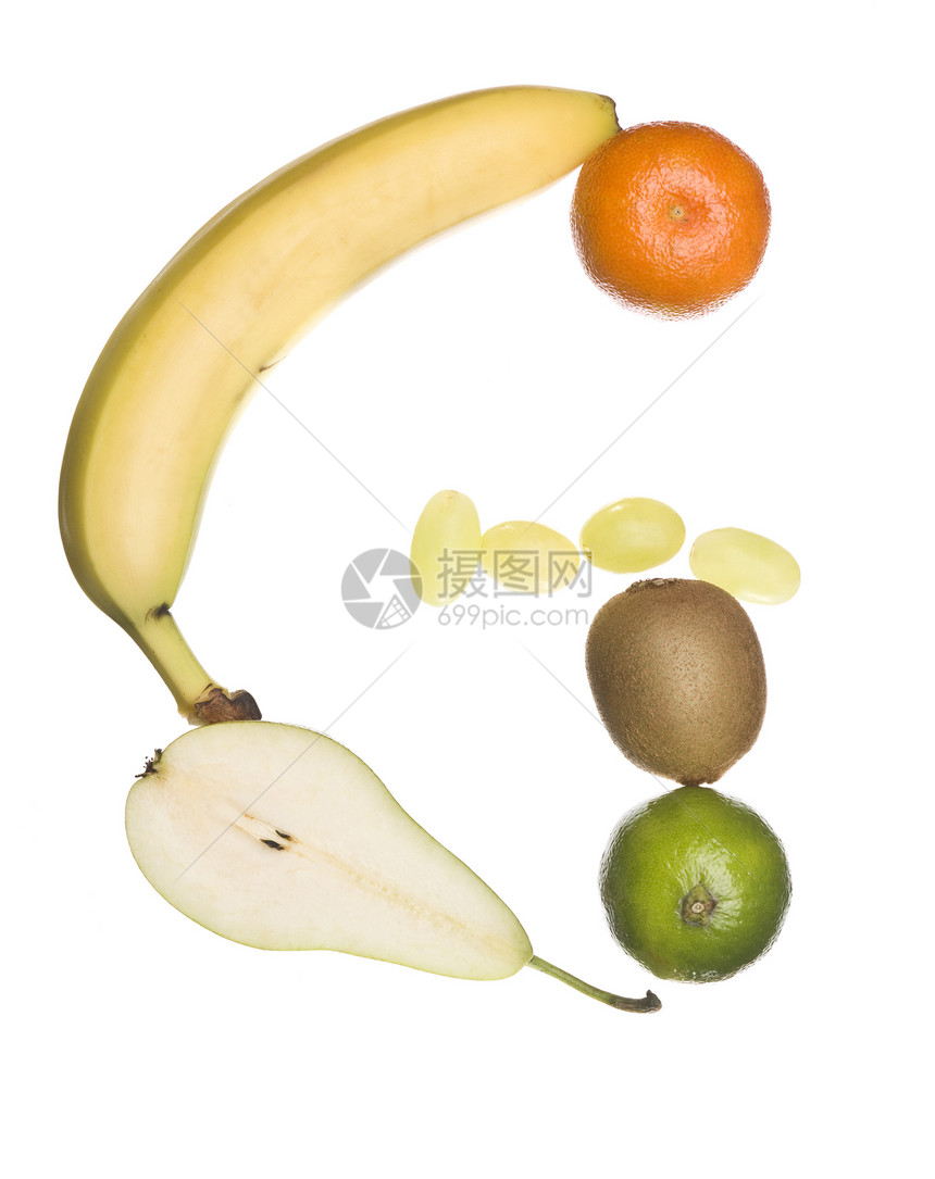 字母“G”由水果制成图片