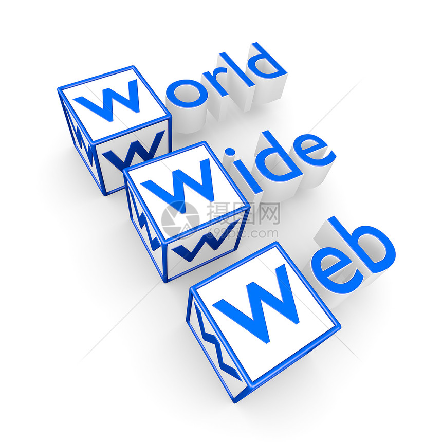 WWWWM概念蓝色网络盒子互联网白色图片