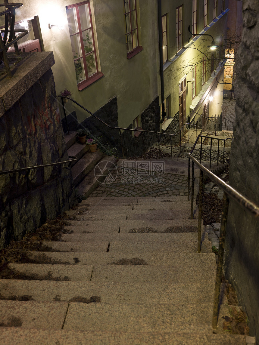 晚上有楼梯的巷子目的地城市生活假期住宅小区外观文化设备建筑石头建筑学图片
