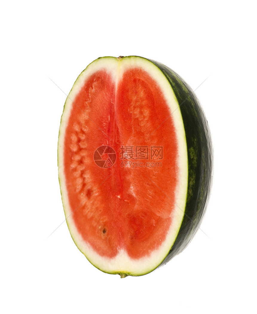 西瓜切成两半横截面气候绿色红色甜食食物热带饮食水果图片