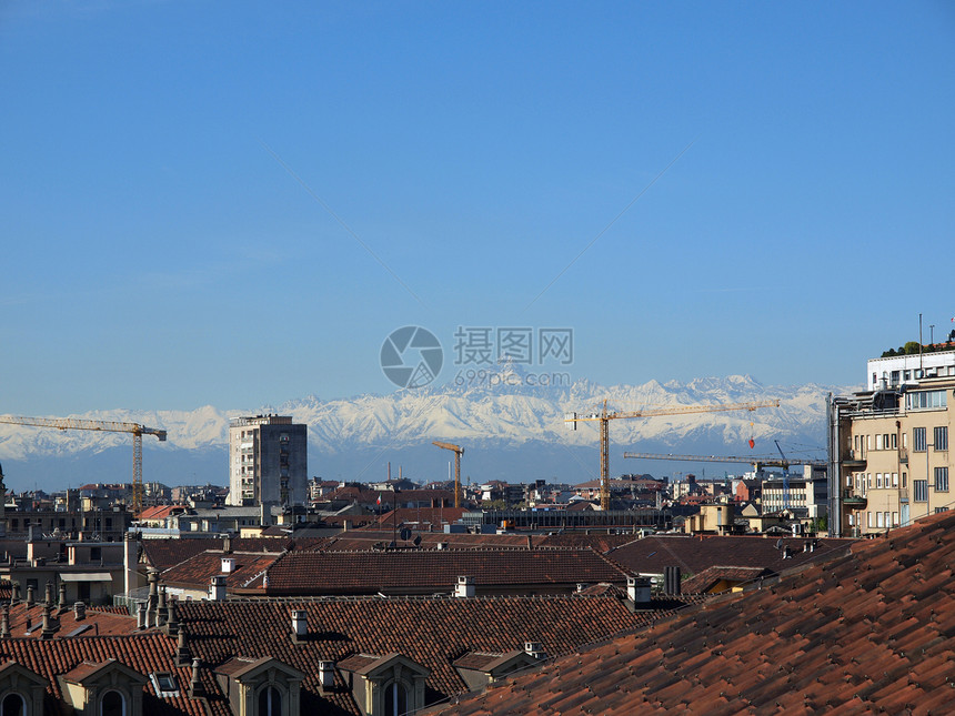 意大利都灵中心天际城市全景图片