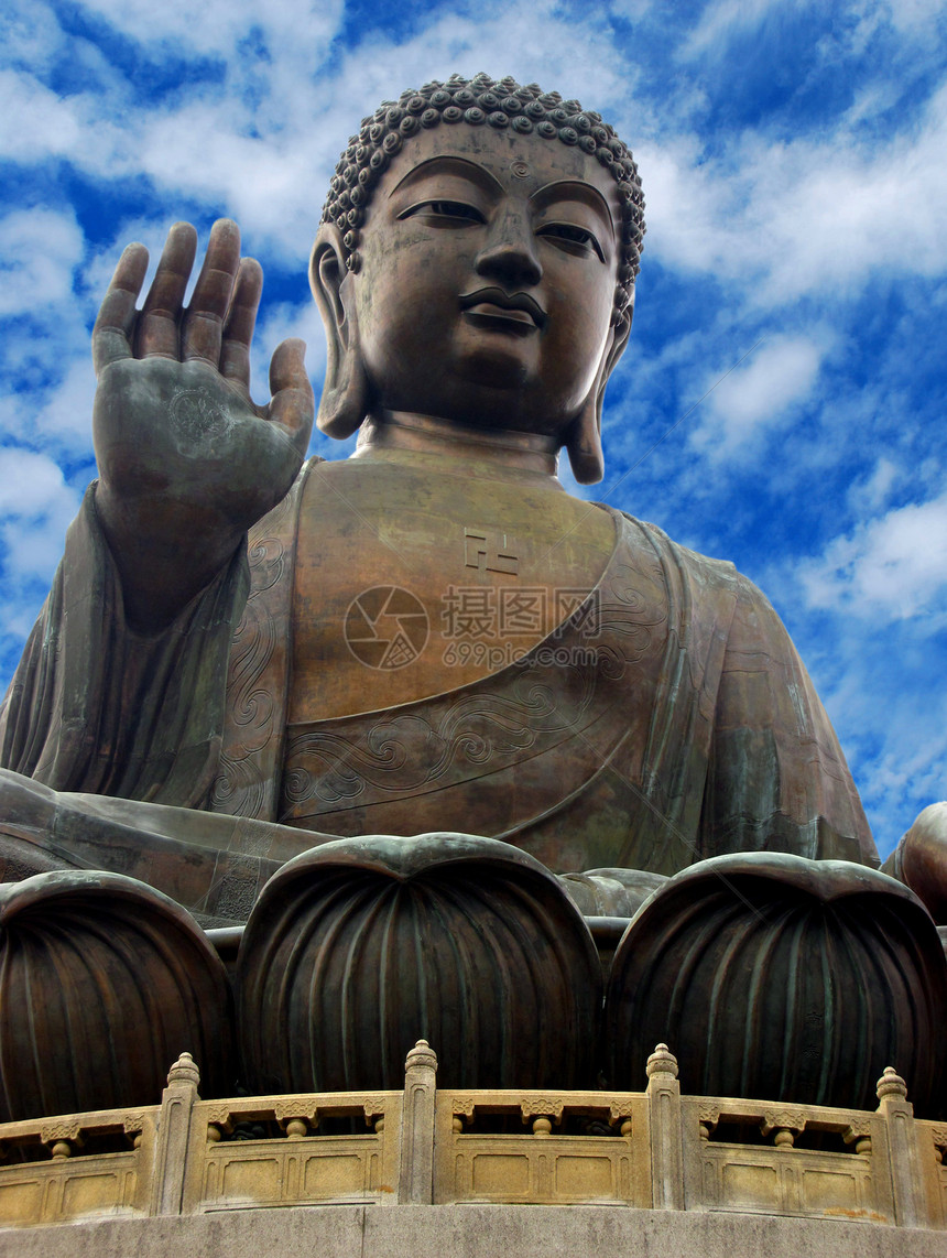 佛祖之首石头阳光太阳射线宗教精神冥想天空问候语雕像图片
