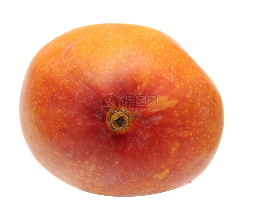 芒果在白色上被孤立果汁红色热带种子水果营养生产植物食物黄色图片