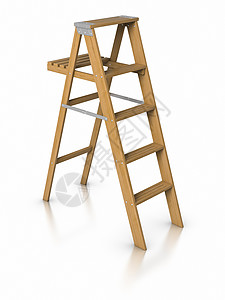 步阶梯木头梯子楼梯工具形状脚步白色工作背景图片