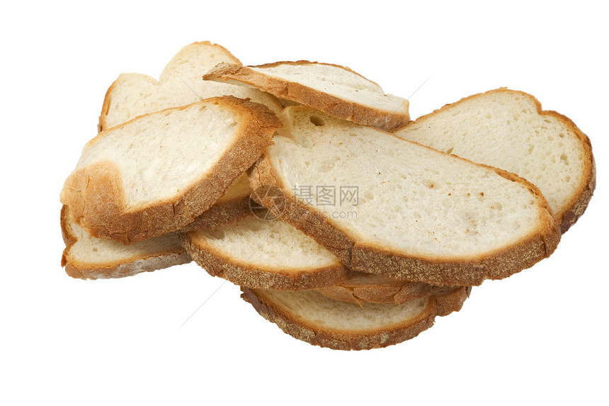 切片面包 白纸上孤立图片