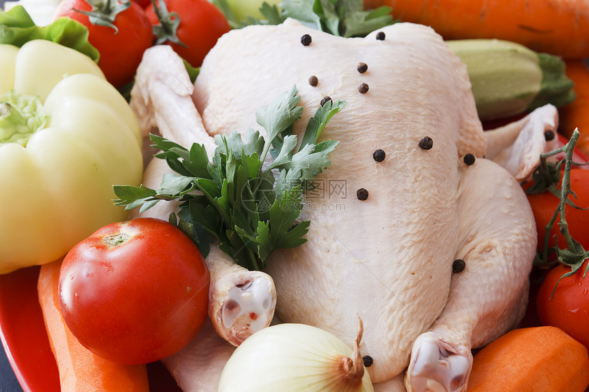 鸡肉加蔬菜饮食调味品香料绿色沙拉烹饪胡椒洋葱食物家禽图片