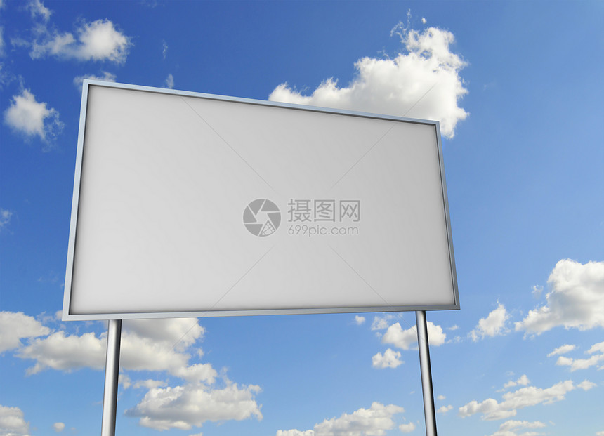 广告牌宣传商业公告横幅路标白色天空营销海报空白图片