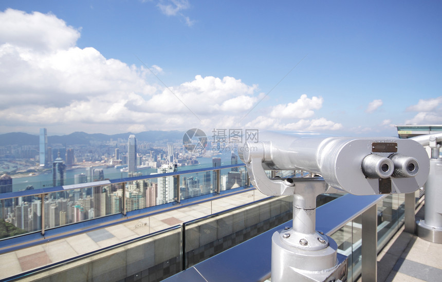 在中川香港附近使用望远镜的观察点旅游观光城市建筑学景观场景中心爬坡建筑街道图片
