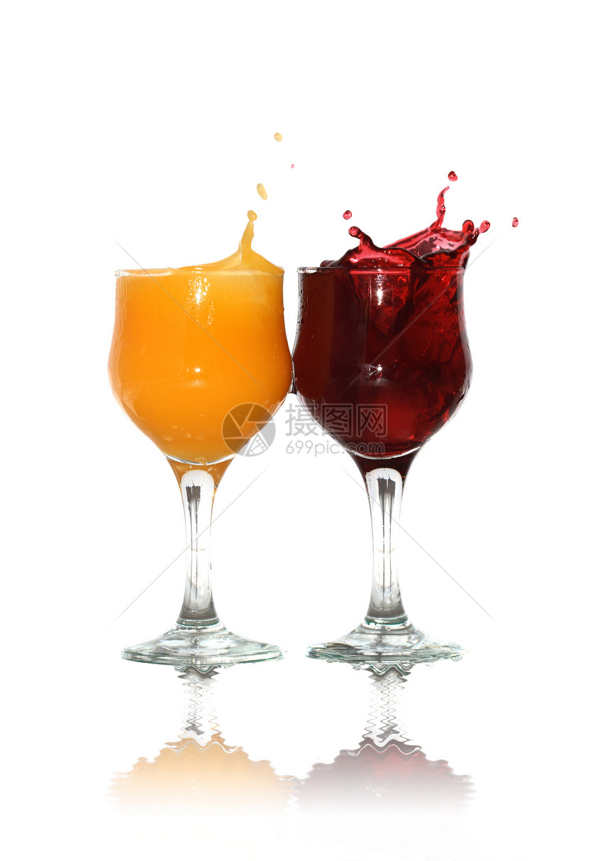 果汁和果汁方式高脚杯飞溅饮食饮料玻璃橙汁生活水果橙子图片