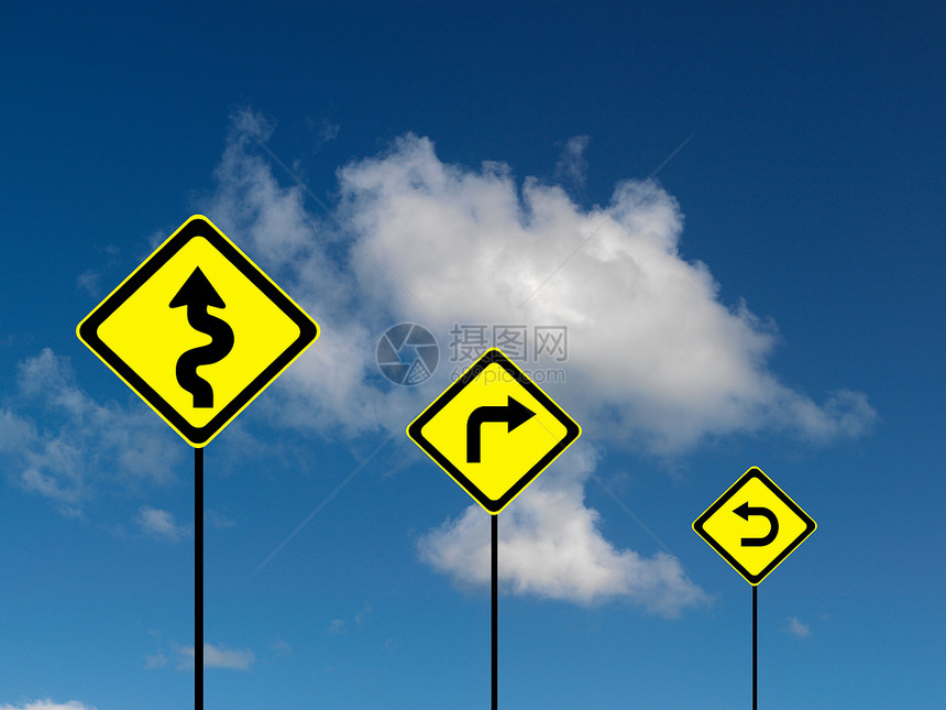 路标路牌缠绕黄色警告鞋带运动鞋曲线蓝色天空鞋类蛇行图片